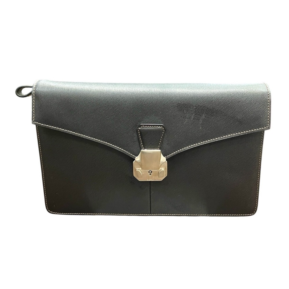 Dunhill clutch bag with lock clasp, leather.